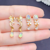 Boucles d'oreilles vintage plaquées or avec opale naturelle, certifiées CMA, pour femmes, cadeaux de fête, vente en gros d'usine, prêtes à être expédiées