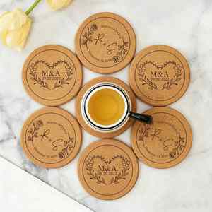Personalized Cork <b>Coasters</b> for Wedding Favors - Custom Engraved Rustic <b>Drink</b> <b>Coasters</b> for Wedding Guests, Decorations - Product Image 1