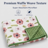 RECYCO Essuie-vaisselle en microfibre polyester gaufrée à motif floral, séchage rapide, super absorbant, réutilisable, lavable en machine, léger