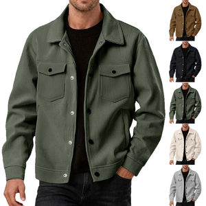Chaqueta Deportiva Casual de <span class=keywords><strong>Pana</strong></span> de Manga Larga para <span class=keywords><strong>Hombre</strong></span>, Estilo Europeo Americano, Apta para Otoño, Cierre de Botón Sencillo, Acabado Frontal Tipo Camisa - Product Image 3