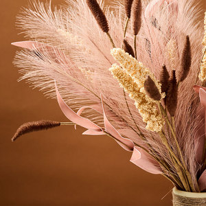 G216 Grani di Seta Essiccati Naturali e Steli di Sorgo con Spighe Rosse Intense - Decorazioni per Matrimoni e Casa in Stile Pastorale - Product Image 2