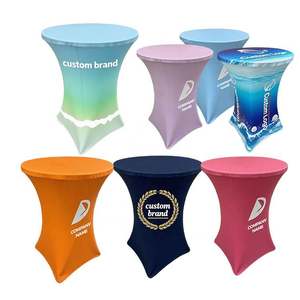 Traditional <b>Washable</b> Spandex <b>Tablecloth</b> for Hotel Wedding Cocktail Events with Digital Printing and Custom Logo - Product Image 1