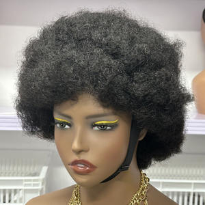 Perruques en cheveux humains afro de 10 pouces, densité 300%, fabrication mécanique, perruque courte sans colle, cheveux humains bruts pour femmes noires africaines - Product Image 1