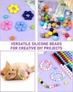 Perles en silicone 30 couleurs 9-15mm <span class=keywords><strong>pour</strong></span> fabrication de porte-clés, en vrac, <span class=keywords><strong>pour</strong></span> loisirs créatifs, emballage en boîte plastique, fabriqué en Chine - Product Image 6