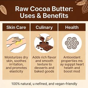 Beurre de cacao brut - Non raffiné 100% pur de qualité alimentaire - À utiliser pour <span class=keywords><strong>baume</strong></span> à lèvres au cacao, huile cicatrisante, lotion fouettée - Hydratant pour la peau et les cheveux - Product Image 2