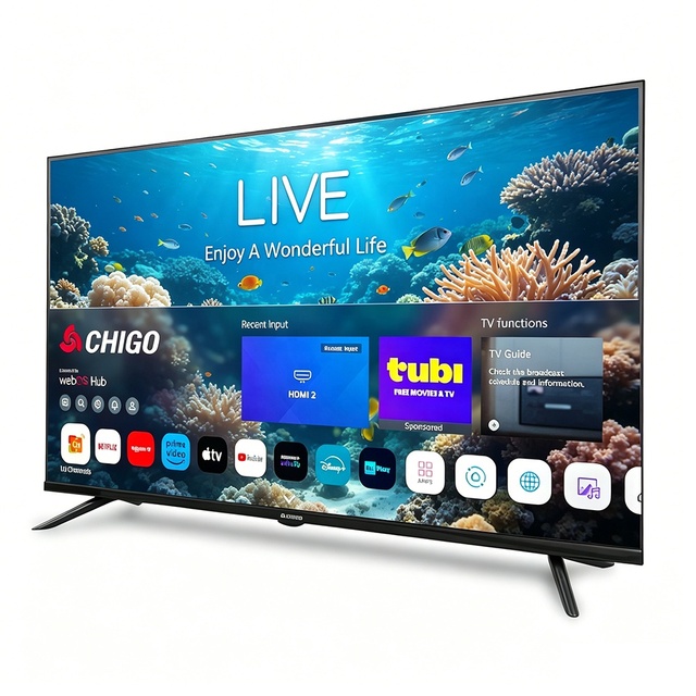 CHIGO QLED/OLED WebOS Smart 4K 8K UHD 120Hz 3D TV 32-150 Inch Mini LED Panel for Hotel Use