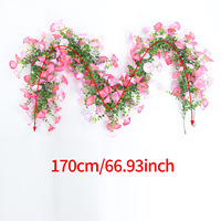 Guirlande de glycine artificielle rose de 67 pouces pour mariage, fête, escalier, décoration intérieure, vacances d'été, décoration de plage
