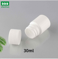 Flacon échantillon de 30 ml en PEHD de qualité alimentaire blanc pour capsules de suppléments vitaminiques avec bouchon à vis