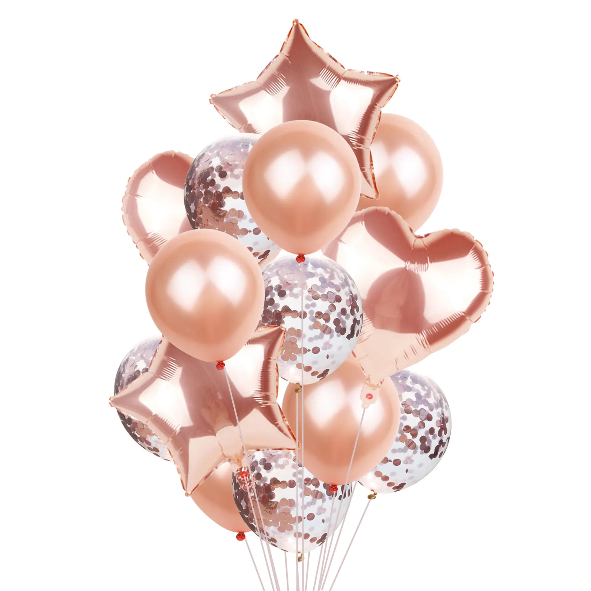 Matrimonio a forma di cuore da 18 pollici pacchetto di palloncini d'amore in oro rosa con paillettes decorazione per feste di compleanno all'ingrosso