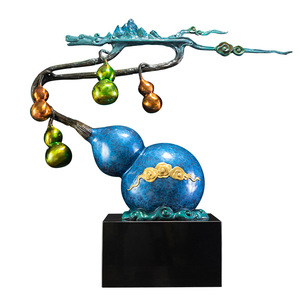 Escultura de calabaza de cobre Tong Jin Sui Yue, chapada en oro, decoración para el hogar, regalo - Product Image 5