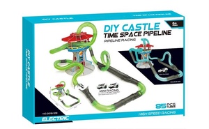 Jouet STEM DIY Château électrique à pistes, course de voitures dans le temps et l'espace - Ensemble de construction en plastique de 8 pièces - Product Image 3