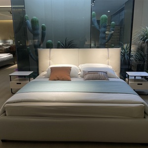 เตียงโรงแรมเตียงหนังสไตล์อิตาลีหรูหราเก็บของใช้ในบ้านเฟอร์นิเจอร์ห้องนอน - Product Image 3