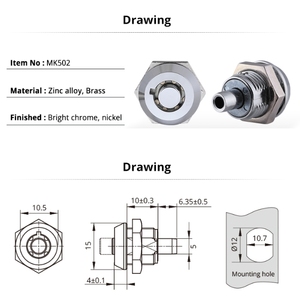 MK502 Promotionnel OEM Serrure d'armoire à poussoir en alliage de zinc à bas prix avec longueur d'axe réglable et fenêtre coulissante - Product Image 4