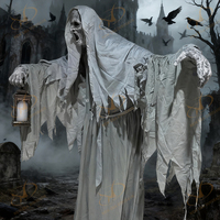 Vente en gros d'animatronics pour Halloween, modèle de fantôme réaliste électrique, squelette animé, plastique durable, utilisation en intérieur, décoration d'Halloween