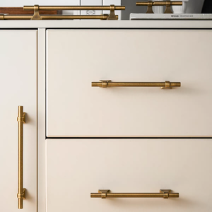 American-style Antique Brass Cabinet Handles T-Bar Cabinet Handle Soild Brass Minimalist Brushed Gold Wardrobe Drawer Pulls - Product Image 6