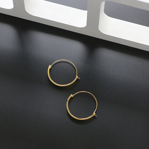Boucles d'oreilles créoles classiques en acier inoxydable plaqué or véritable 18 carats, design géométrique, style exagéré, bijoux fantaisie colorés pour femmes - Product Image 1