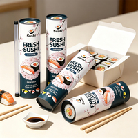 Tube en papier pour emballage de sushi, prix de gros, qualité alimentaire, impression de logo personnalisé, pour emporter