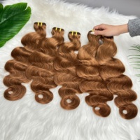 Extensions de cheveux humains vierges bruns ondulés 100 % naturels non traités du Vietnam, en gros, avec cuticules alignées