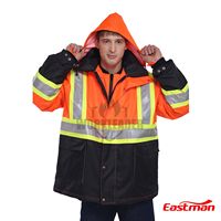 Veste d'hiver haute visibilité 3-en-1 certifiée EN ISO 20471 EN 343, imperméable, coupe-vent, respirante, en tissu Oxford 190 g/m², vêtements de travail robustes