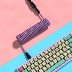 <b>Keyboard</b> Data Cable Type C <b>USB</b> Aviation Plug Spring Connector 1m Purple Gaming <b>Keyboard</b> Charging Cable - Product Image 1