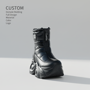 Nouvelles bottes de neige blanches à plateforme épaisse pour femmes, semelle épaisse, <span class=keywords><strong>talon</strong></span> dissimulé, bottines d'hiver chaudes antidérapantes, vente en gros, OEM personnalisé - Product Image 1