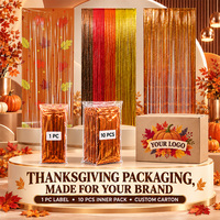 Rideau à franges en feuilles d'érable imprimées, rouge, orange, or, scintillant, pour Thanksgiving, 3,3x6,6 pieds, auto-adhésif, toile de fond