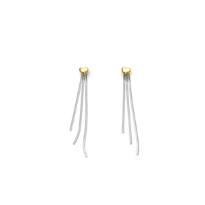 Pendientes de Moda con Diseño de Corazón, Acero Inoxidable 316L, Baño de Oro PVD, con Borlas, para Mujer - Product Image 2