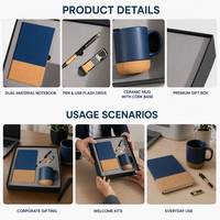 Offre Spéciale : Coffret Cadeau d'Affaires de Luxe Personnalisé en Bois pour Salon et Anniversaire, comprenant Tasse à Café, Carnet et Stylo