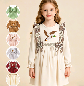 ชุดเดรสทรงเอลายดอกไม้ฤดูร้อนสำหรับเด็กผู้หญิงตัวเล็ก แต่งระบายและโบว์ ระบายอากาศได้ดี สไตล์ลำลอง เหมาะสำหรับพี่น้อง - Product Image 1