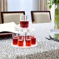 Support rotatif transparent en acrylique pour verres à liqueur, présentoir à double couche avec bordure dorée pour verres à shot, présentoir à vin pour bar et fêtes