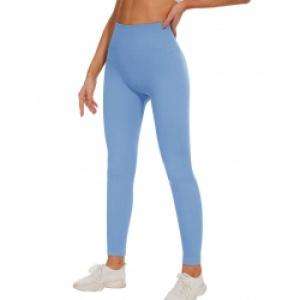 กางเกงเลกกิ้งออกกำลังกายเอวสูงสำหรับผู้หญิง ยกกระชับสะโพก ผ้าไร้ตะเข็บ ผลิตจากสแปนเด็กซ์/ไนลอน สำหรับฟิตเนส สีพื้น ผลิตในประเทศจีน - Product Image 2