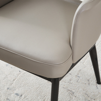Chaise de salle à manger en cuir blanc, style lounge, moderne et minimaliste, pour cuisine et salle à manger