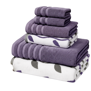 Modern Threads Organic Vines 6-Piece 100% Cotton <b>Towel</b> <b>Set</b> Striped Leaf Print Yarn Dyed Jacquard Includes 2 <b>Bath</b> <b>Towels</b> - Product Image 1