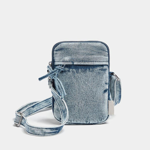 Man Custom Logo Vegan <strong>Shoulder</strong> Messenger Purse Mini Denim Crossbody Cell <strong>Phone</strong> <strong>Bag</strong> for Women - Product Image 3