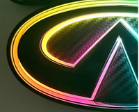 Grille avant de voiture chromée argentée et noire avec éclairage LED en fibre de carbone compatible avec Q50 LED