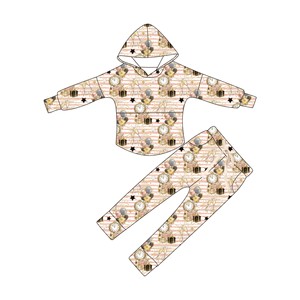 Qingli ODM Custom Factory Girls rosa 2 pz Set pantaloni con cappuccio manica lunga tuta Boutique abiti per bambini con Logo personalizzato - Product Image 5