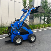 Minipala Compatta Diesel con Operatore a Bordo, Trazione Integrale 4WD, Approvata CE, con Benna e Forca, Caricatore Frontale per Agricoltura, Piccola su Ruote