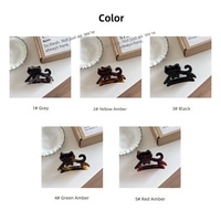 Pince à cheveux creuse en forme de chat de dessin animé, mini pince requin en acétate écaille de tortue, accessoire pour cheveux mi-liaqués ou coiffés en arrière pour femme