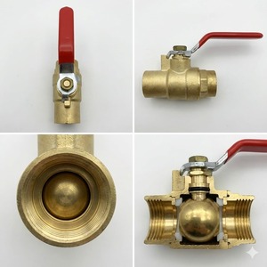 שסתום כדורי פליז YOD בהתאמה אישית, מלא וסטנדרטי, 1/2 אינץ' DN15 עם ידית אדומה כרום לשימוש תעשייתי במים, אוויר ואינסטלציה - Product Image 2