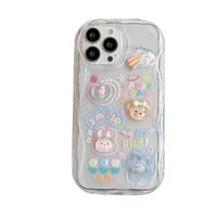 Coque de téléphone transparente souple avec lanière de suspension motif ours 3D coréen pour iPhone 18 17 Air 16 15 14 Pro Max 11 13 12 Plus – Housse mignonne