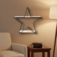 Étagère murale en métal en forme d'étoile, décorations en bois