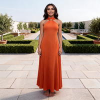 Nouvelle Robe de Soirée Tendance 2026 à Faible MOQ, Robe d'Été Unie Sans Manches pour Femme en Polyester/Coton, Lavable Naturellement