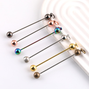 Tiges perlées multicolores minimalistes à dégradé de couleurs pour la fabrication de bracelets, accessoires de bijoux DIY plaqués métal, forme ronde 56361 - Product Image 1