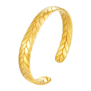 Europe Simple 18K Gold Plated Stainless Steel Geometric Chunky Shaped Cuff Open Adjustable <b>Bangle</b> <b>Bracelet</b> Trendy Unisex Fashion - Product Image 2