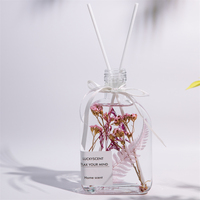 Vente en gros, ensemble de cadeau d'aromathérapie, parfum de maison élégant, diffuseur de parfum de roseau avec fleur séchée
