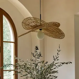 Accesorio de iluminación para colgar en el techo, decoración del hogar, sala de estar, mimbre, Diseño Artesanal, lámpara colgante de bambú para el hogar