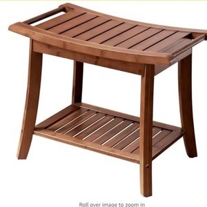 Bamboo Bathroom Stool With <b>Storage</b> Shelf Shower <b>Bench</b> Multi Functional Spa Chair Wooden Shower <b>Seat</b> For Bathroom - Product Image 4