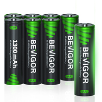 BEVIGOR AA baterai isi ulang daya 1300mAh 1.2v NiMH diskon besar pelepasan mandiri rendah untuk senter 2 buah Per kartu sertifikat MSDS