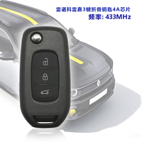 Clés intelligentes de remplacement Renault, clés de véhicule, 2/3 boutons, puce 4A, porte-clés de voiture, 433,92 MHz, fabricant