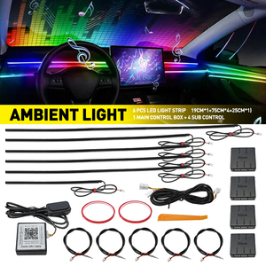 Lampes LED RGB complètes 6 en 1 pour l'intérieur de la voiture, bandes lumineuses acryliques, lampes d'ambiance, commande par application - Product Image 1